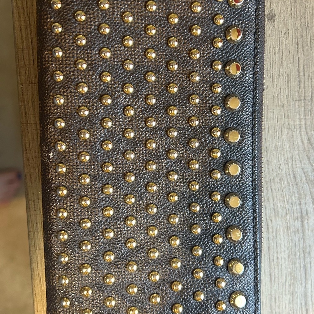 MICHAEL Michael Kors Brown Wallet with Gold Studs
